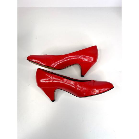 Easy Spirit Dress Shoes Size 5 Red Leather 2" Heel Slip-On Pumps Almond - Picture 7 of 12